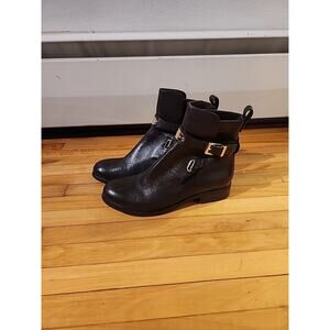 Michael Michael Kors Brown Leather Logo Ankle Boots Gold Detail 6M